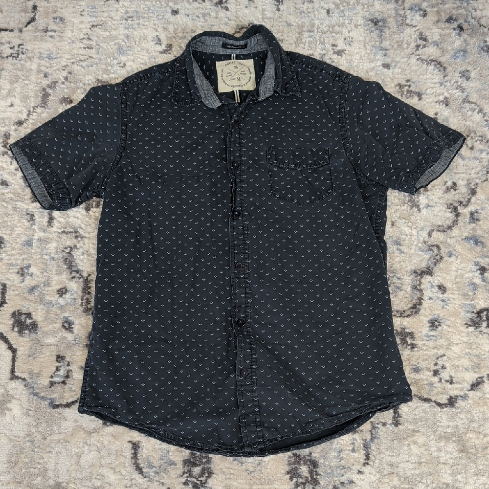 Native Code Short Sleeve Button Up Shirt Black Pr… - image 1